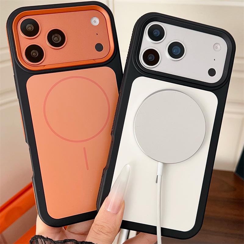 Двухцветный магнитный чехол для iPhone 17 Pro Max, с ощущением кожи, совместим с iPhone 14/13/15/16.