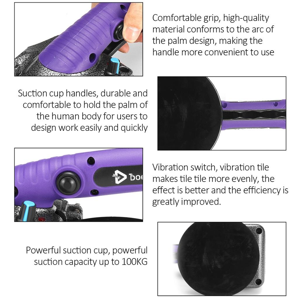 1500W Tiling Tiles Machine Tile Vibrator Suction Cup 10 Gear Adjustable Automatic Floor Vibrator Leveling Tools with 2 Battery