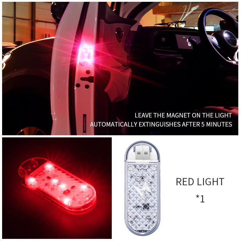 2/4PCS Car Door Warning Strobe Light USB LED Ambient Light Wireless Foot Light Mini Decoration Environment Light Atmosphere Lamp