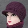 Шапка с утиным язычком для пожилых людей, осенне-зимняя шерстяная шапка с кроликом, вязаная теплая шапка-горшок для матери среднего возраста с бархатом