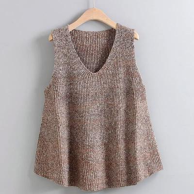 Вязаный жилет пуловер большого размера с V-образным вырезом, свободный, без рукавов, верхняя одежда, свитер-жилет, куртка