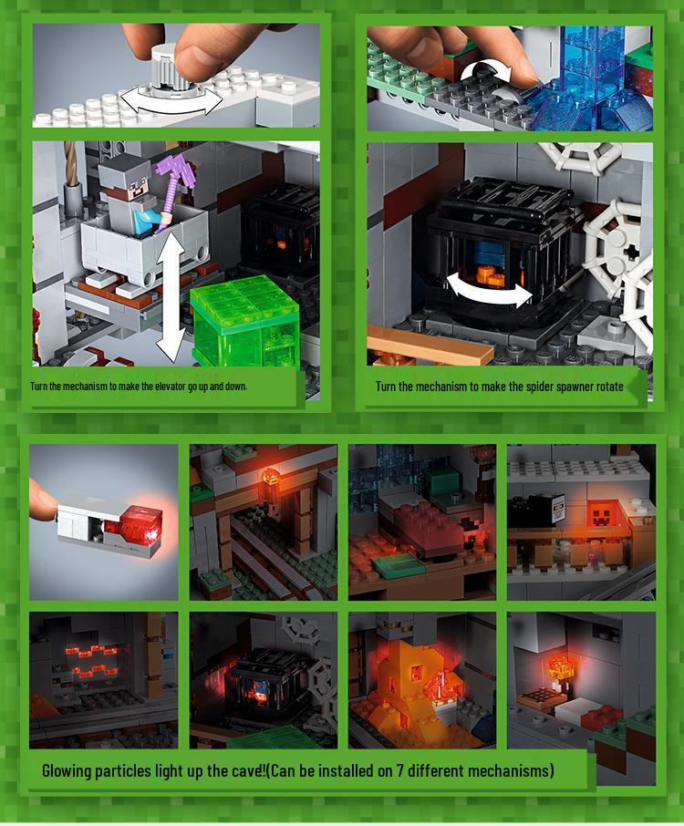 Compatible Lego Bricks: Minecraft Cave, War Village Puzzle for Boys, Birthday Gift