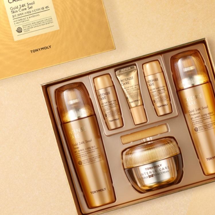 TONYMOLY Intense Care Gold 24K Snail 6 предметов Набор для ухода за кожей(Тонер+сыворотка+эмульсия+крем)* 1