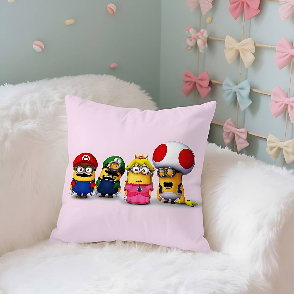 Cute MMinionS Case Plush Fabric Soft Pillowcase Double Sided Print Cushion Cover Household Gifts