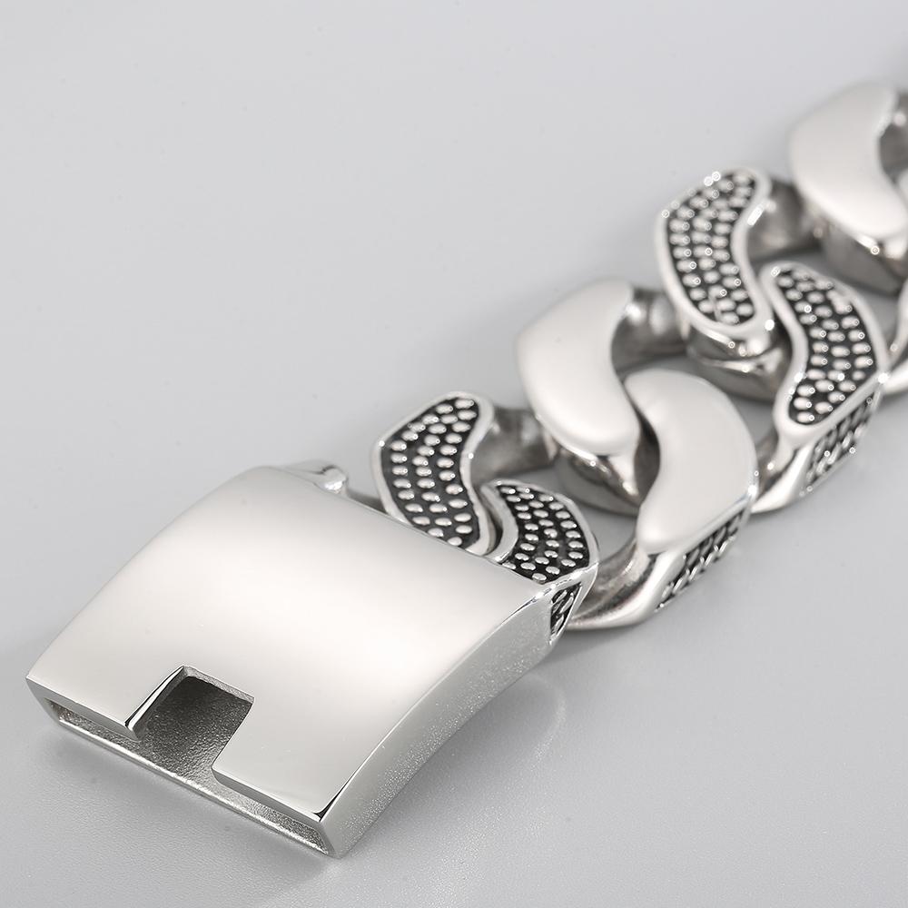 Массивный браслет-цепочка панцирного плетения кубинского типа шириной 30 мм для мужчин, мужские браслеты из нержавеющей стали 316L, панк-рок ювелирные аксессуары для мужчин