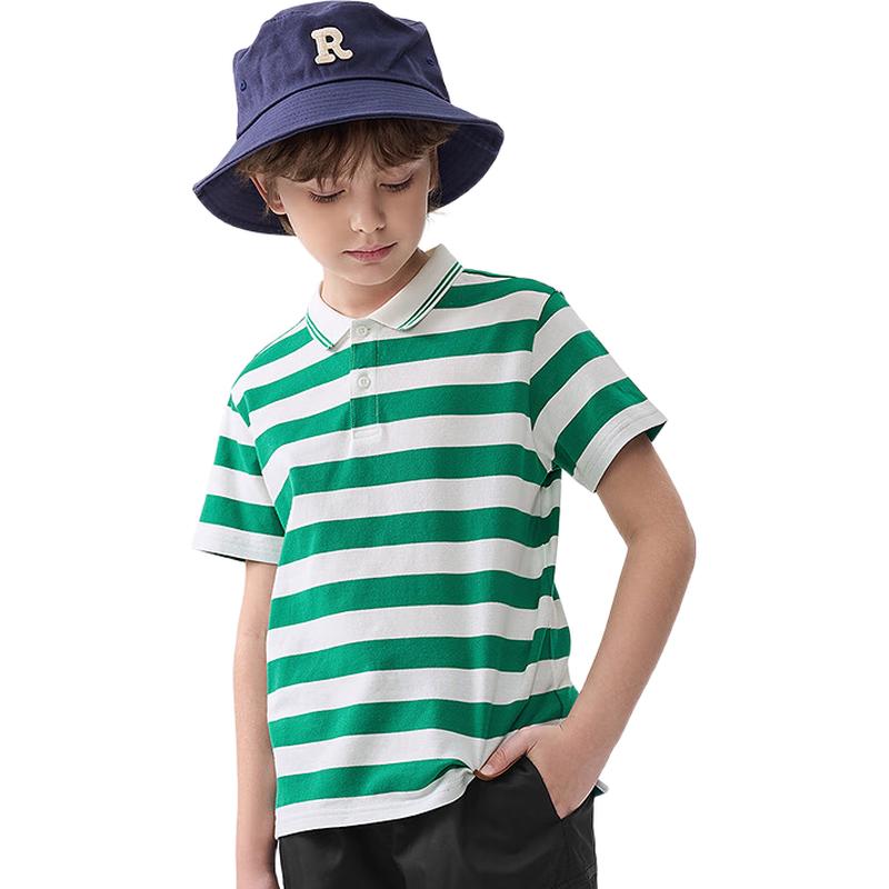 Balabala Boys' Striped Polo T-Shirt 2025 Summer