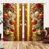 2pcs Christmas Ball Printed Curtain for Christmas Home Decor - Rod Pocket Window Treatment for Bedroom,Office,Kitchen