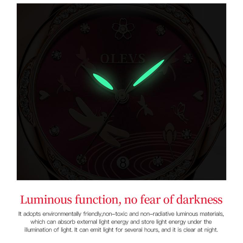 OLEVS 6610 With Gift Box Luxury Fashion Automatic Mechanical Watch Waterproof Noble Luminous Diamond Set Elegant Women's Watch