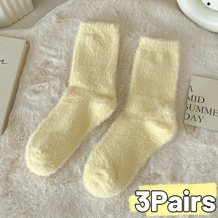 Мягкие носки из норки для женщин и девочек, зимние теплые утолщенные носки кораллового плюша, кавайные носки цвета конфет, теплые домашние носки для сна