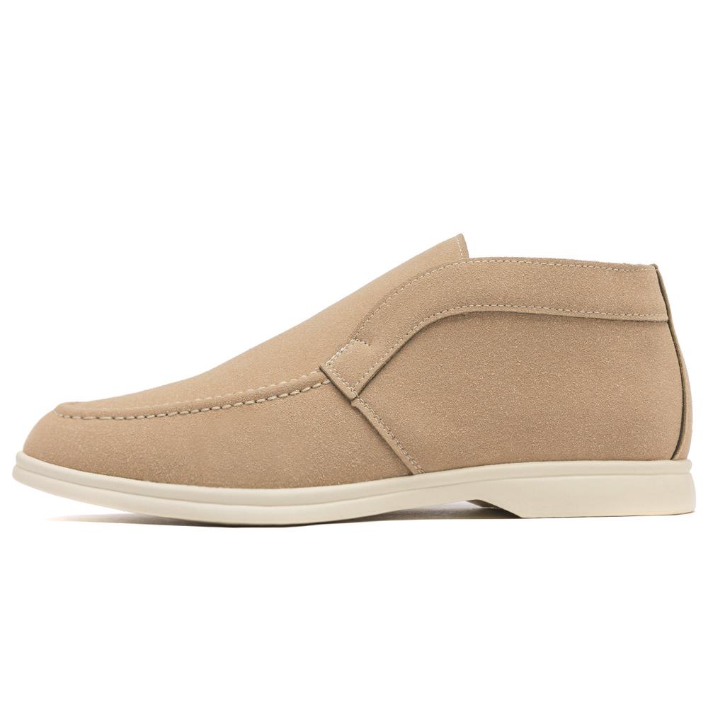 Мужские легкие и удобные мокасины средней высоты с круглым носком, повседневные классические туфли на плоской подошве