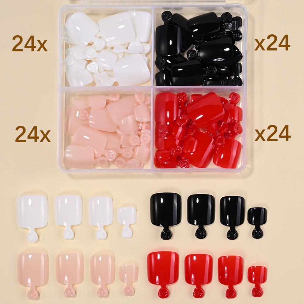 96/144/288 Pcs Artificial Fake Toenail Short Square Foot Nail Art Tips  Foot Extension