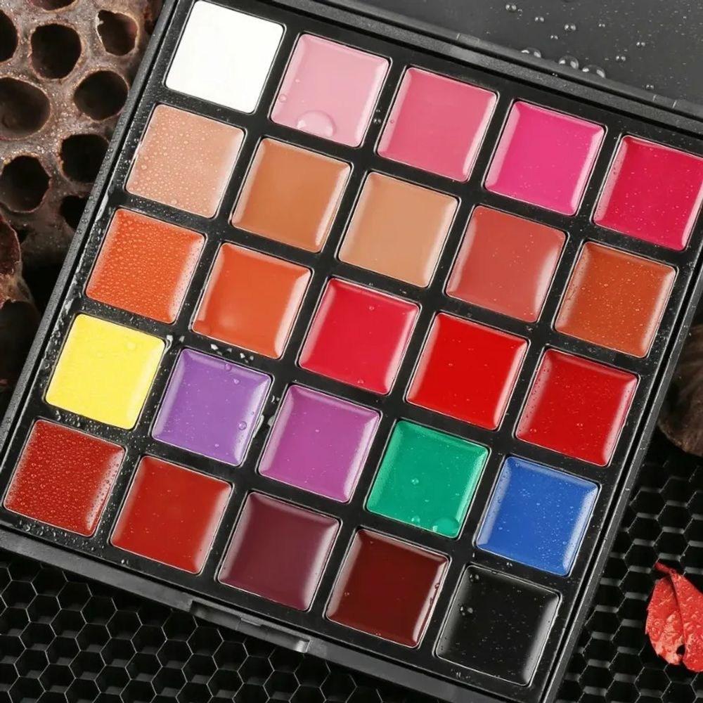 Lip Palette Private Label Waterproof Lipstick Palette Matte Non-stick Cup Moisturizing Cream Bulk Makeup Plate 25 Colors, 5pcs Without Logo, 1 Piece