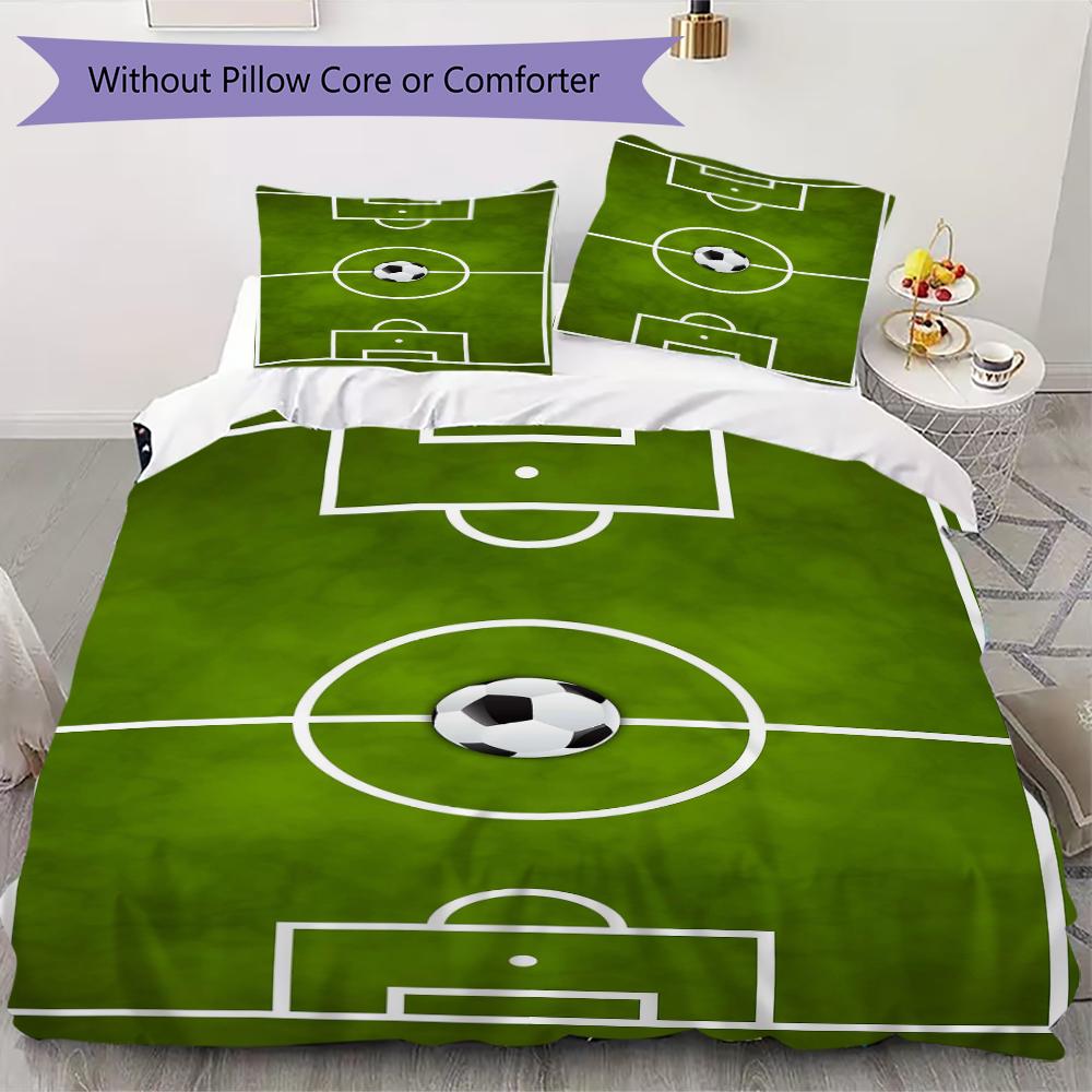 1PC Soccer Football Theme Bedding Quilt Set Quilt Cover Pillowcase Home Decoration Birthday Gift (1 * duvet cover + 3 * pillowcase, without core)A2