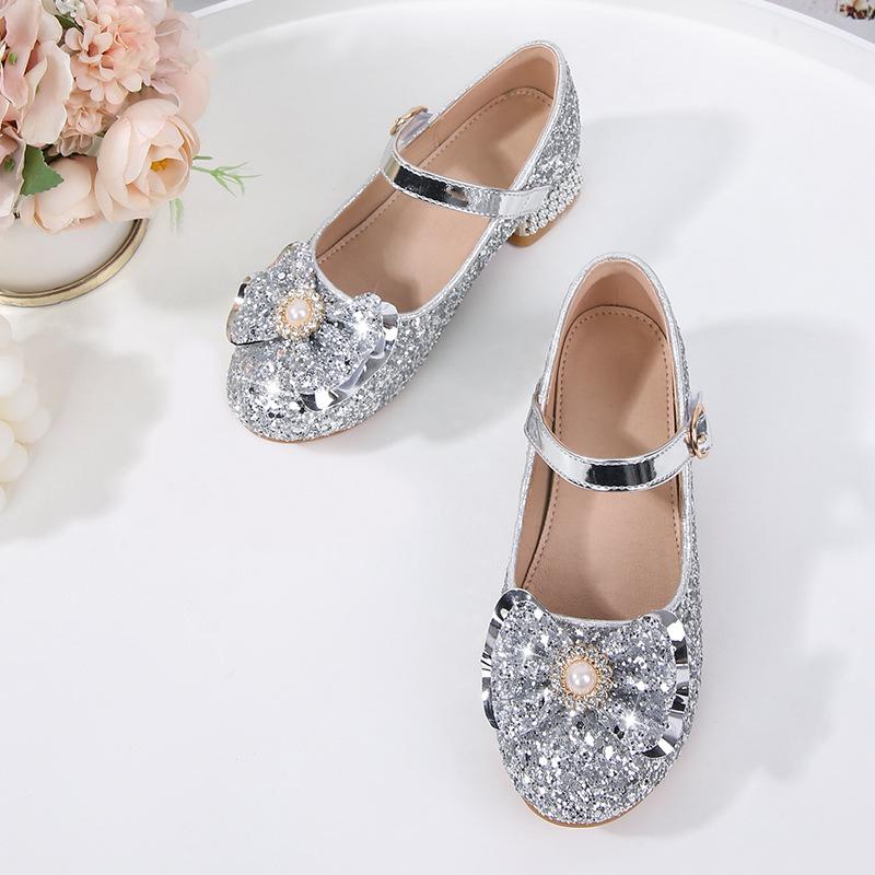 Детская мода для девочек Мэри Джейн для вечеринок, свадебных шоу, туфли из искусственной кожи с кристаллами 2024 года, универсальные мягкие туфли принцессы на низком каблуке для вечеринок и свадеб