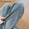 Женские джинсы La Chapelle из денима, свободные, прямые, широкие, со стразами