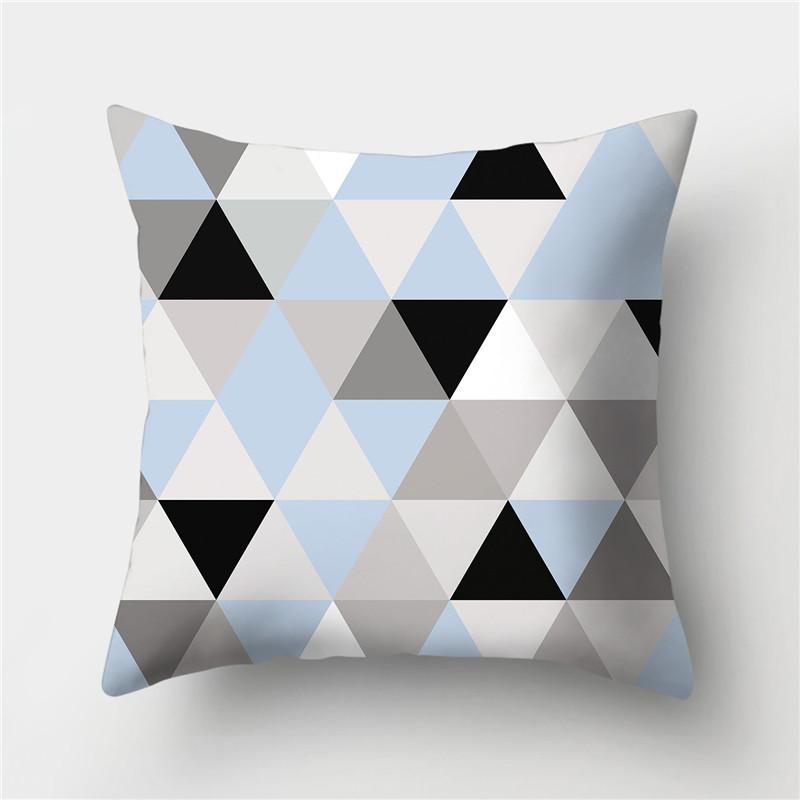 Grey Blue Pillowcase Geometric Cushion Cover Peach Skin Cushion Sofa Cushion Cushion Pillowcase Home Decor Pillowcase