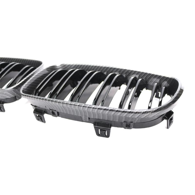1 Pair Front Kidney Grille for 2019 51137166439 Gloss- Black Double-Line Left Right Front Grills Frame Trim