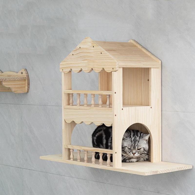 Large Wooden Cat Scratching Platform Climbing Game Stand Cat Scratching Mat Sofa Kitten Toy Tower Tree Condo Pet Products