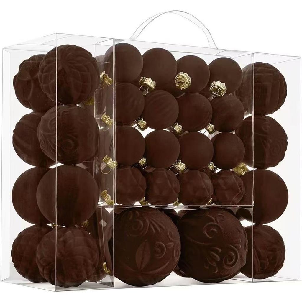 4/6/8СМ 46ШТ Бархатные Флокированные Подвески в виде Рождественских Шаров Набор Рождественских Украшений