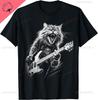 Cat Playing Guitar Rock Star Rock and Roll for Men Women  T-Shirt Print Original Design Gifts T Shirts Camiseta Hombre