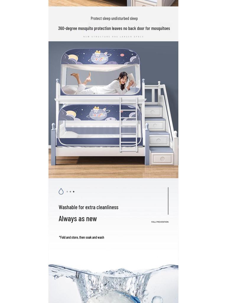 New Foldable Zipper Mosquito Net for Dormitory Bunk Bed