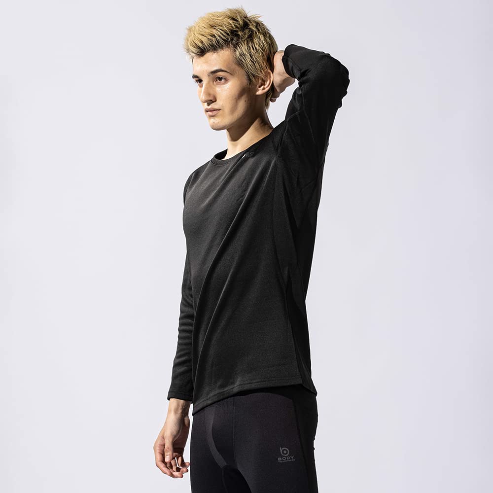 Otafuku Winter Long Round Neck Quick Heat Deodoring Black S gloves, Innerwear, Sleeve, [Впитывает пот, сушит, удерживает, сжимает, мужские]