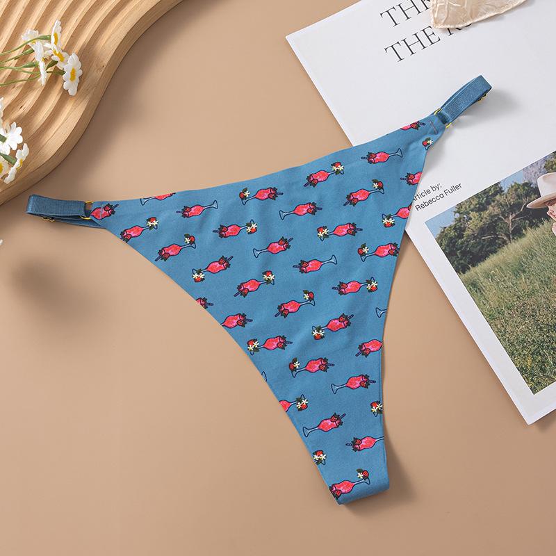 CINOON Women Printed Thong Underpant Soft Panties Sexy Panty Female G-String Breathable Multicolor Underpants Seamless Briefs