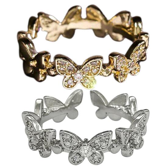 Кольцо на палец с бабочками, открывающееся ювелирное изделие, регулируемое кольцо в корейском стиле для помолвки