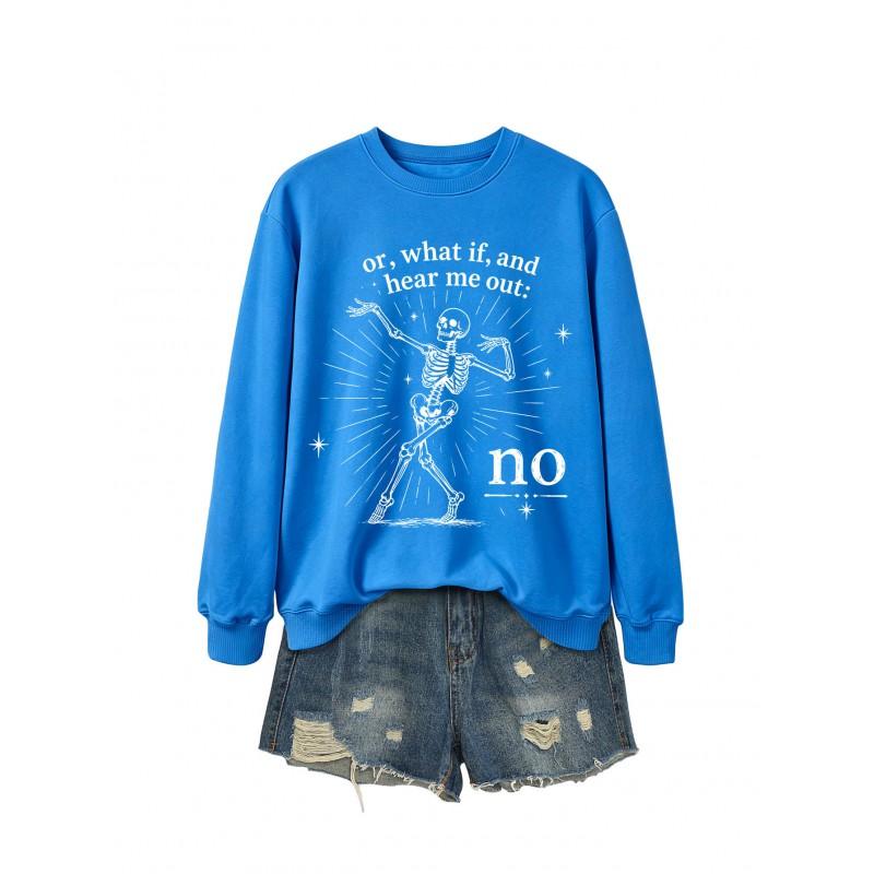 Womens Casual Printed Pullover Sweatshirt - Fashionable All-match Long Sleeve Top