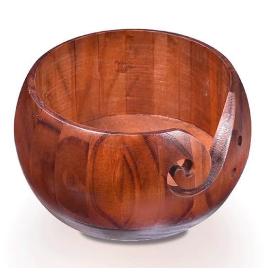 Деревянная миска ручной работы для пряжи с гладкой поверхностью и отверстиями Прочный органайзер для хранения вязания Деревянная миска для хранения рукоделия