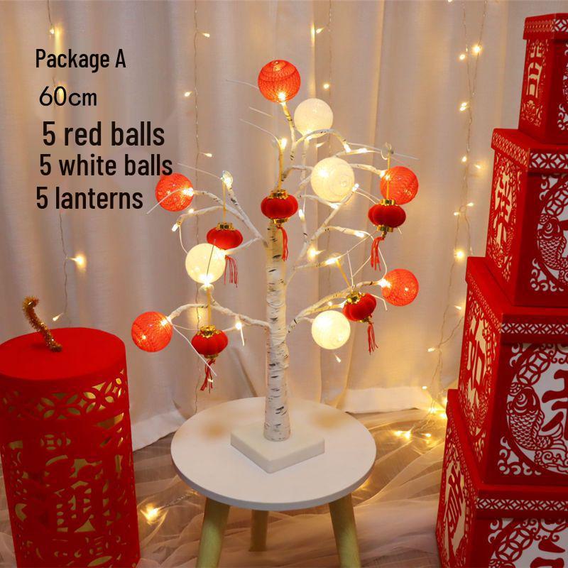 Chinese New Year Festive Decorations: Red Packet Tree & Lanterns for Home and Living Room