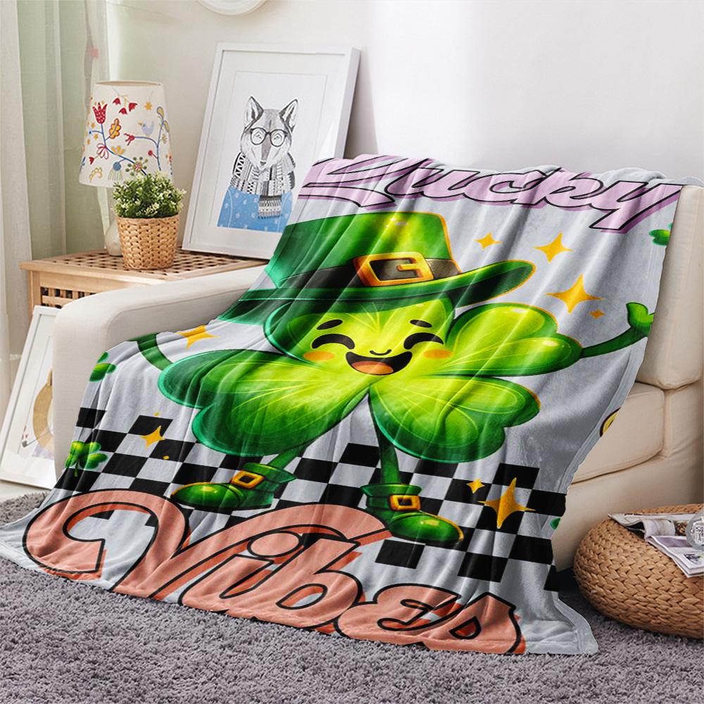 1PC Leprechaun poster Print FlAannel Blanket, High quality Comfortable for All Seasons, Home Decor, Warmth and Comfort