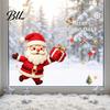 Indoor Outdoor Window Decor Christmas Santa Claus Static Glass Sticker, Removable PVC Decal, Waterproof Festive Home Ornaments Wall Art for Doors And
