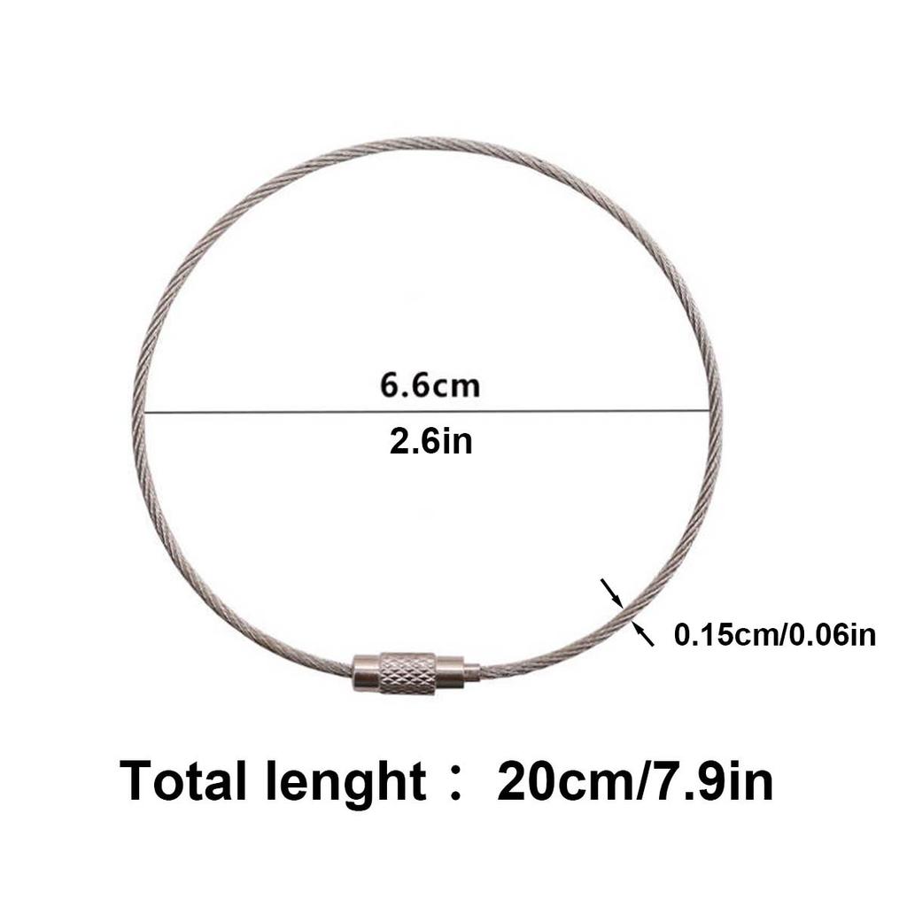 100 Pcs/Pack Stainless Steel Wire Keychains, Cable Key Rings, Heavy Duty Luggage Tags, Loops Tag Keepers, Twist Barrel