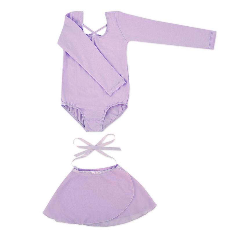 Детские танцевальные костюмы, балетное боди и юбка для девочек, комплект из двух предметов