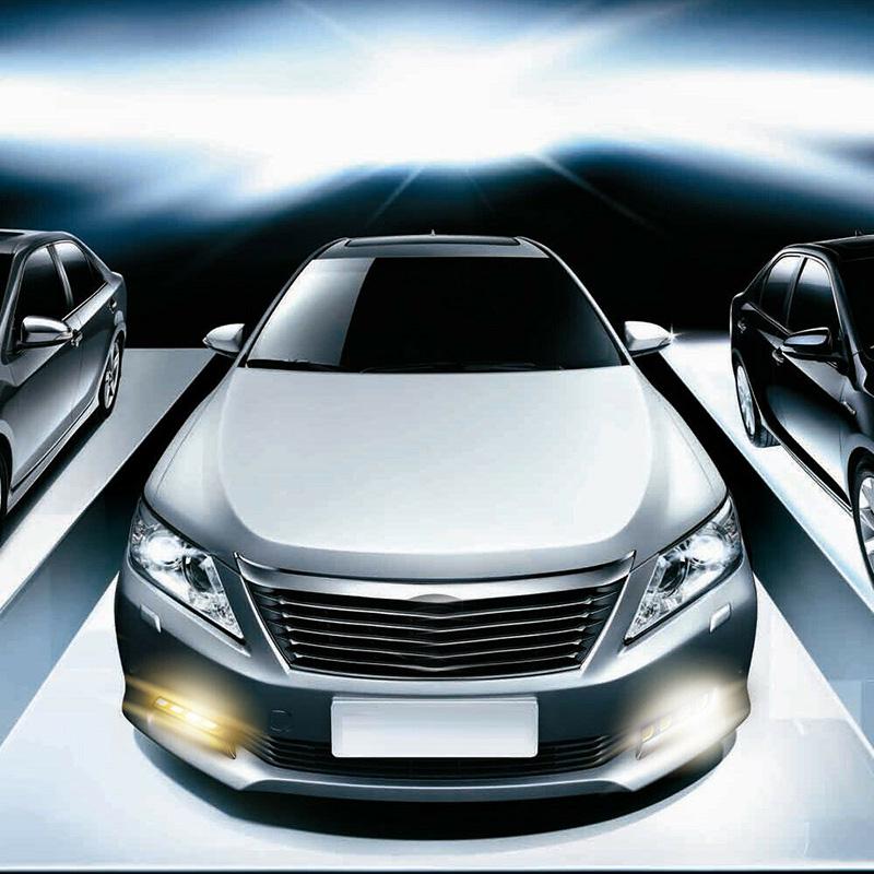 1Pc Led Cob Fog Lamp Car Daytime Running Drl Waterproof With Turn Signal Light