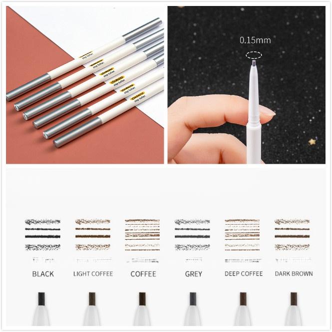 Тонкий карандаш для бровей, водонепроницаемый, нелегко обесцветить, двойная головка, автоматическое вращение, натуральный трехмерный, простой в использовании косметика для начинающих студентов
