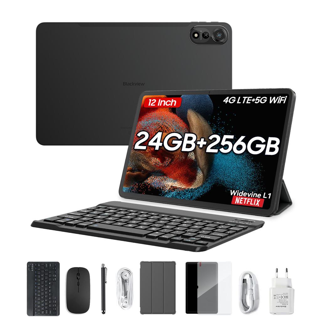 Blackview Планшет MEGA 2 Android 15 4G 12 дюймов 24 ГБ/36 ГБ ОЗУ 256 ГБ ПЗУ Widevine L1