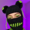 Handmade Knitted Cat Ear Pullover Hat Autumn and Winter Striped Cute Woolen Hat