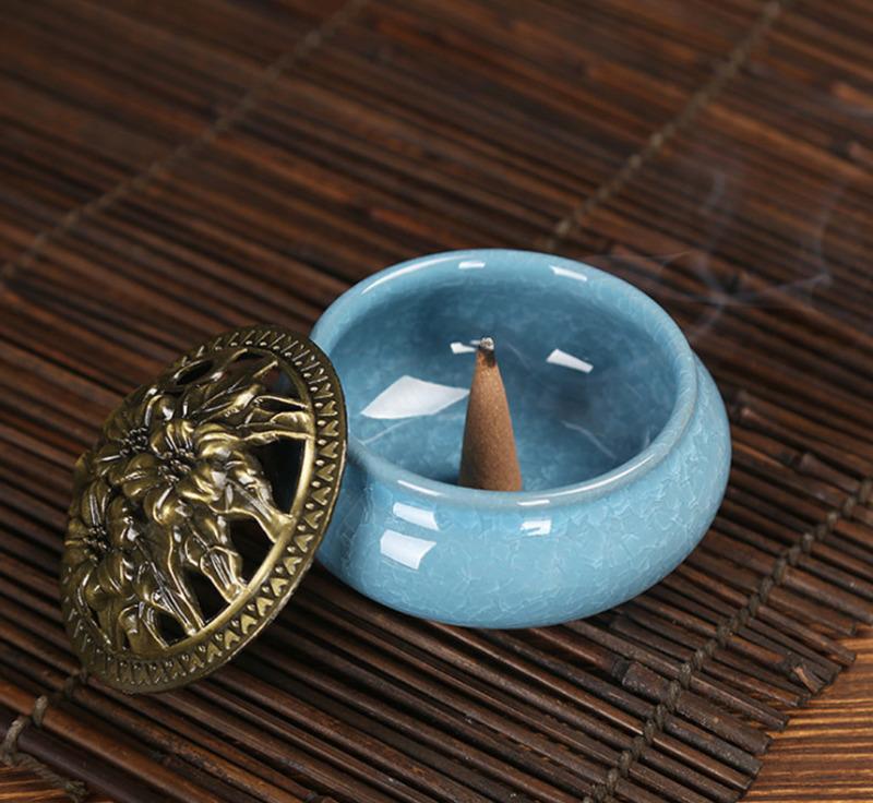 Ceramic Incense Burners Portable Porcelain Censer Buddhism Incense Holder Home Tea House Yoga Studio 20pcs Incense Gift