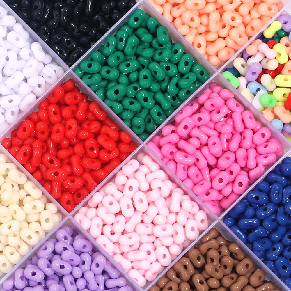 Acrylic Solid Color Peanut Beads for Handmade Jewelry and Accessories