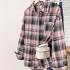 Plaid shirt women's spring and autumn new American loose trend fashion retro ruffian handsome design long-sleeved top jacket