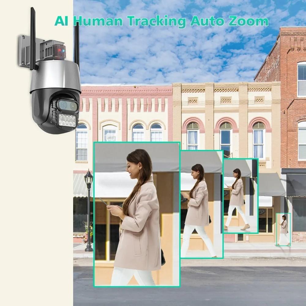 8-мегапиксельная IP-камера Wi-Fi, 4K, камера безопасности с двумя объективами, уличная 4K, автоматическое отслеживание, сирена, сигнализация, видеонаблюдение P2P ICsee CCTV PTZ Alexa