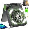 Portable Solar Fans with LED Lantern Rechargeable Powered Camping Folding Fan USB