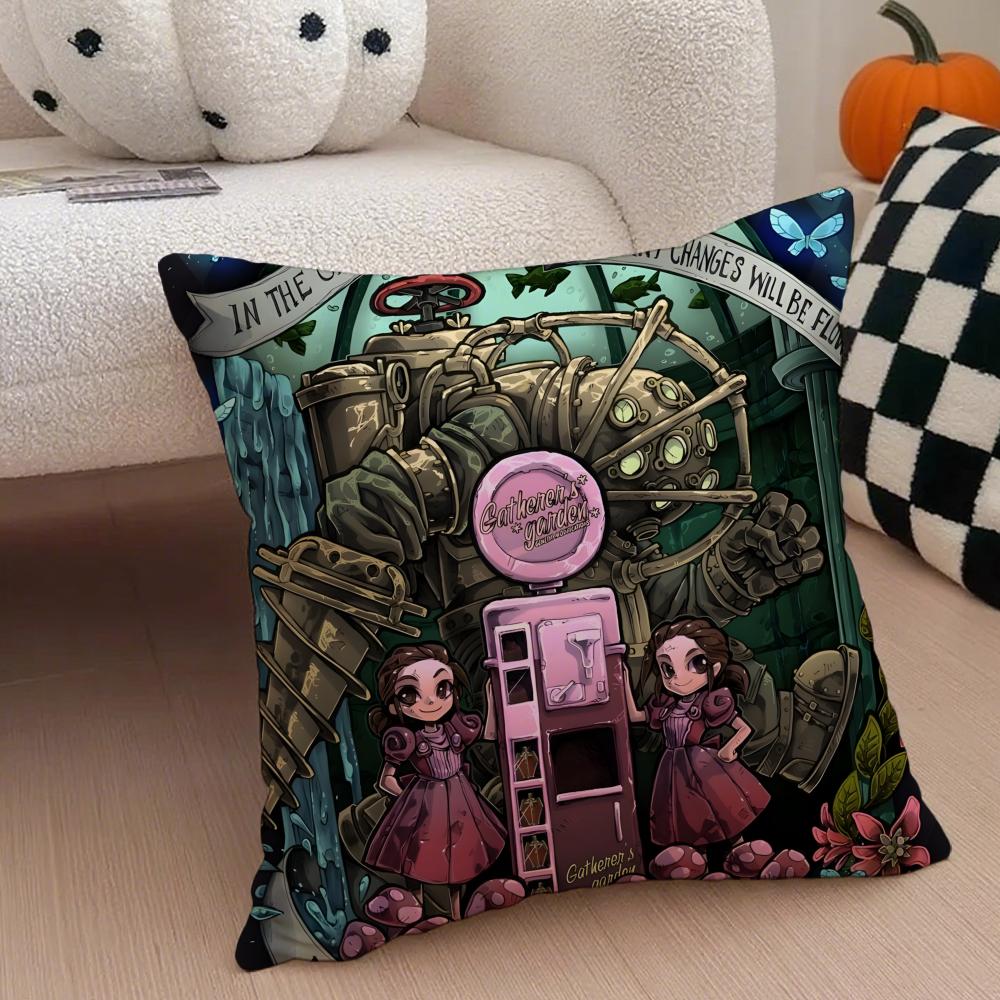 game scifi BBioshock IInfinite Cushion Cover Throw Pillow Cover Hidden Button Durable Polyester Chair Cushion