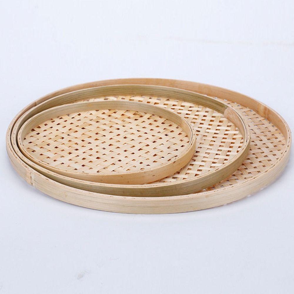 6 Sizes Weaving Bamboo Sieve Raft Handmade Storage Basket New Kitchen Storage Trays  Home Decor