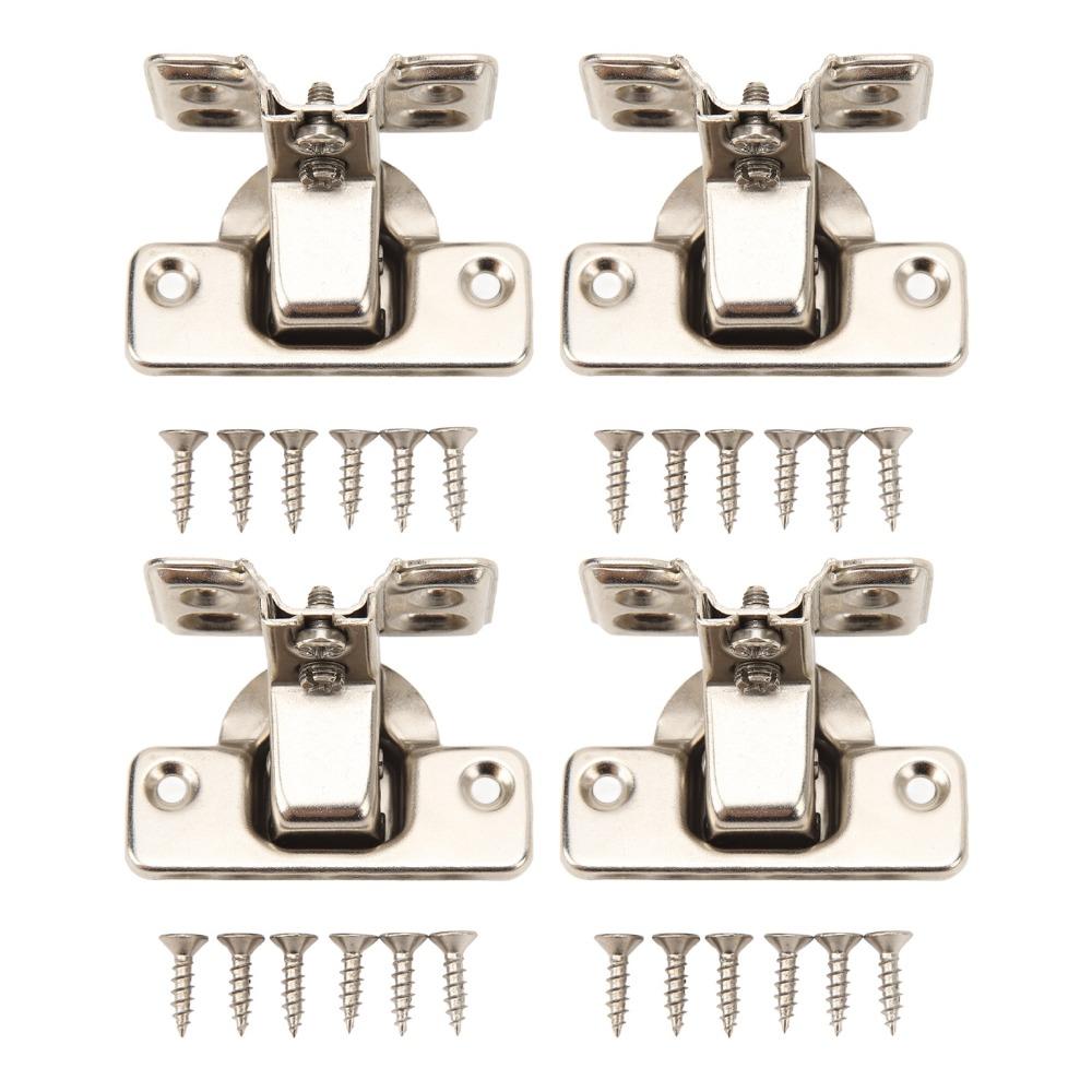 4PCS Cold Rolled Steel Cabinet Hinge Silver Cupboard Hinge Durable Short Arm Hinge  Furniture