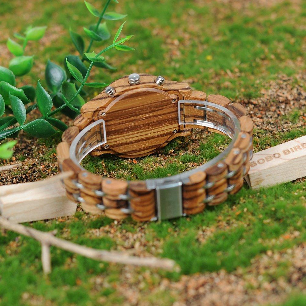 BOBO BIRD Wooden Watch Wood Lightweight Watch Quartz Analog Display Date Wood Watch Quartz Fashion Watch Wooden Watch Women's (P18-3)