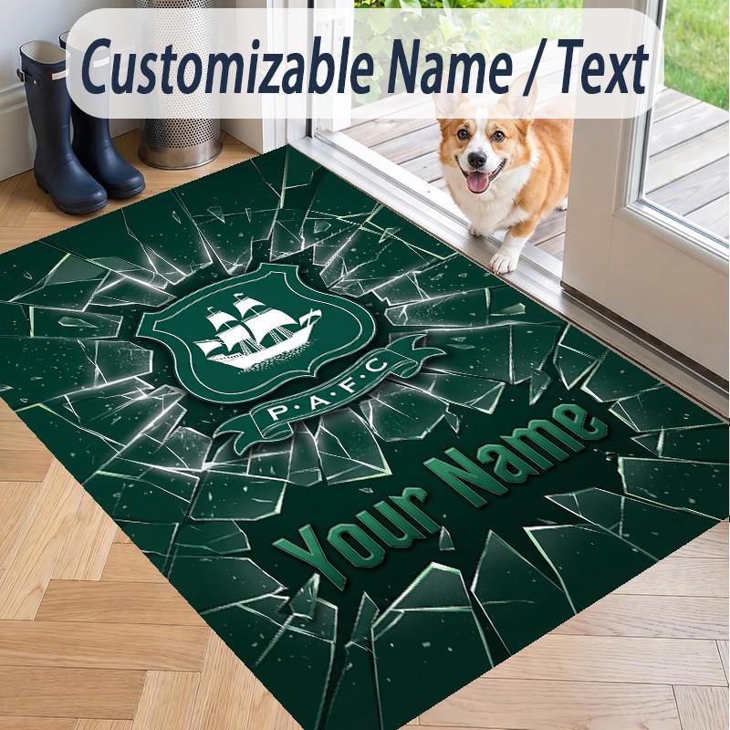 Custom Text Printed Rug Plymouth Argyle FC Non Slip Floor Carpet For Home Room Decor
