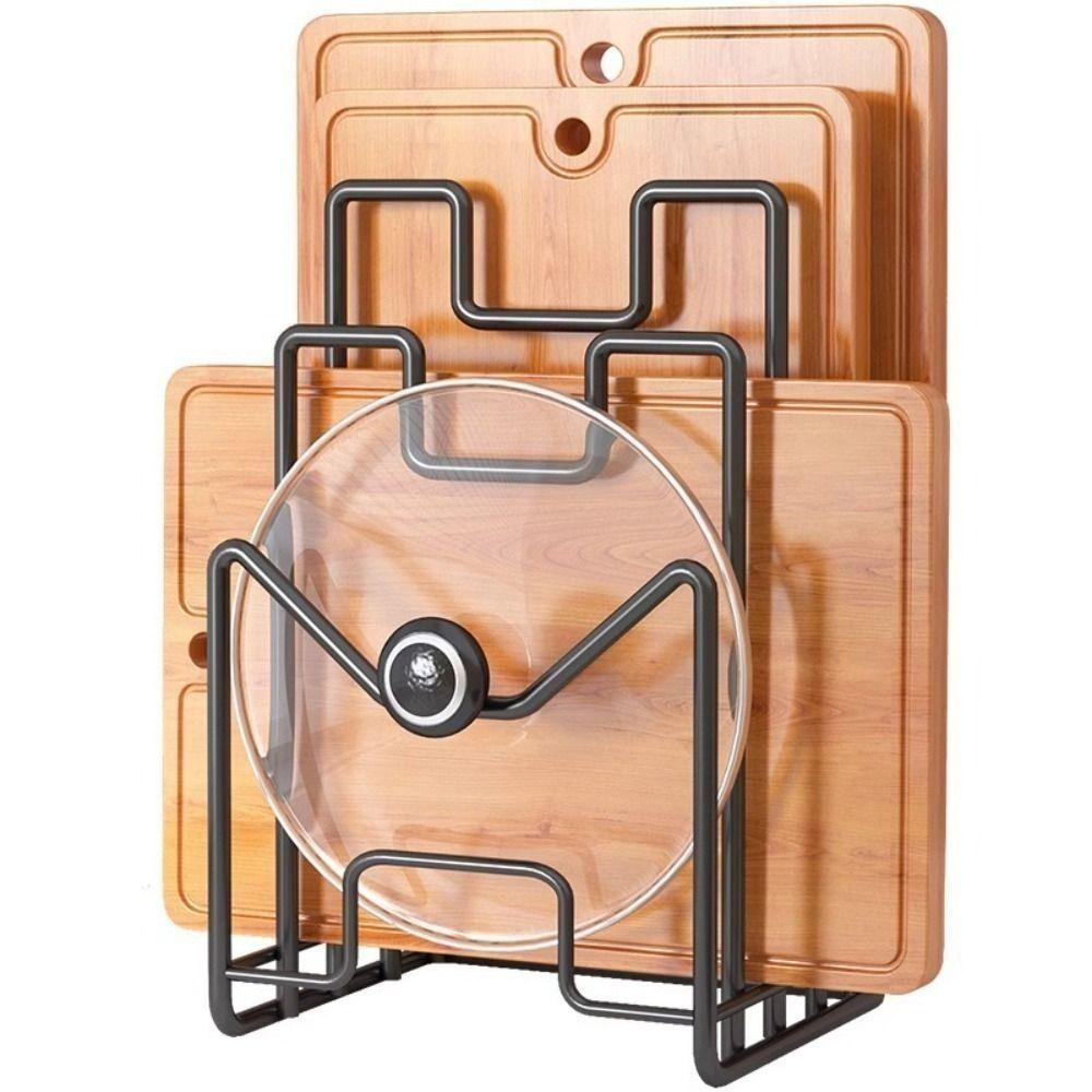 Space Saving Cutting Board Holder Iron Art Chopping Board Organizer Pot Lid Rack Shelf Plates